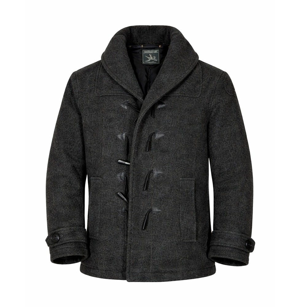 Spiewak Men's Small Gray Tweed Wool Blend Duffle Coat Zip Toggle Jacket
